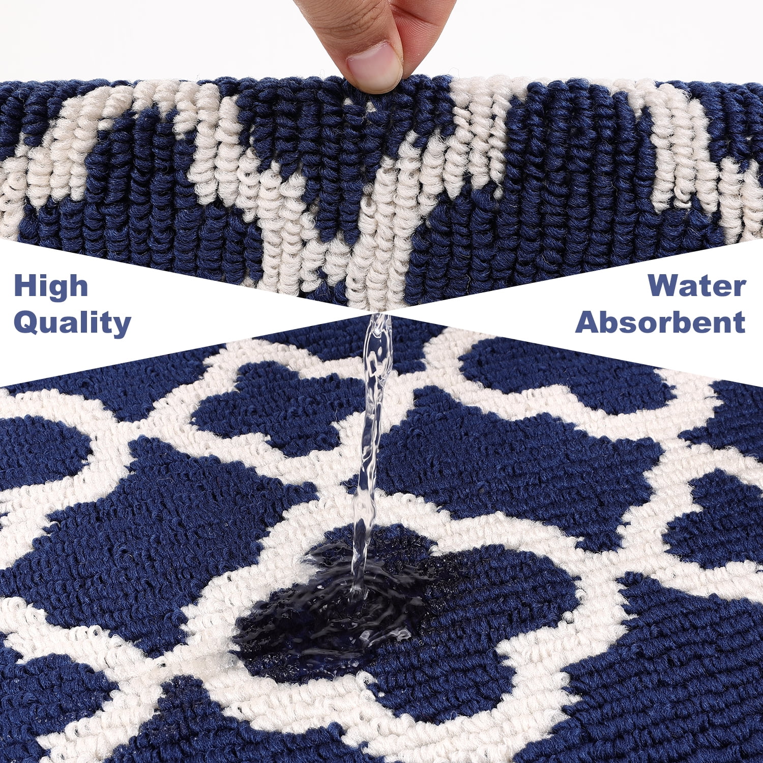 Yamaziot 2'x10' Runner Rugs for Hallway, Extra Long Farmhouse Kitchen Rug for Floor, Non Slip Washable Laundry Room Mat with Rubber Backing Doormat, Dark Blue