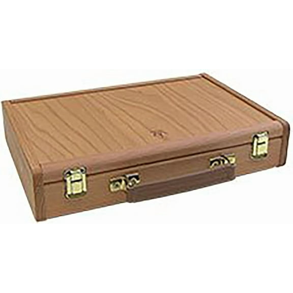 Creative Mark Capri Deluxe Wood Artist Paint Box - Storage for Art Supplies, Paints, Mediums, Brushes, Compartment Storage, Lightweight, Travel - [Oil-Stained - Natural Finish]