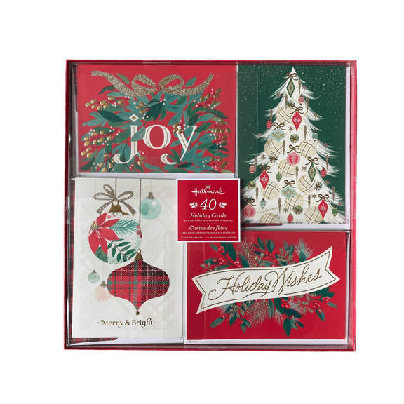 Hallmark 40 Holiday Cards with Matching Self-Sealing Envelopes (Joy and Happiness)