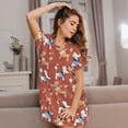 thumbnail image 3 of Easygdp Cute Poodle Dog Camisón de manga corta para mujer, informal, estampado, 3 of 6