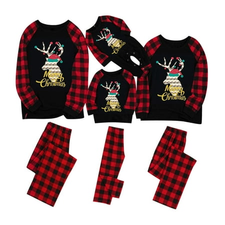 

Matching Family Christmas Pajamas Plaid Sleepwear Elk Clothes Pjs Xmas Sleepwears Set Snowflake Print Holiday Jammies