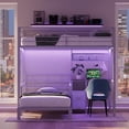 thumbnail image 3 of Zimtown Twin Over Twin Metal Bunk Bed Frame with Desk and Storage Drawers, Space Saving Loft Bed Frame for Bedroom, White, 3 of 10