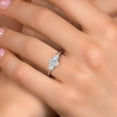thumbnail image 4 of Gem Stone King 925 Sterling Silver DEF Lab Grown Diamond and Sky Blue Aquamarine Engagement Ring for Women | 1.04 Cttw | Oval 7X5MM | Gemstone April Birthstone | Size 5, 4 of 6