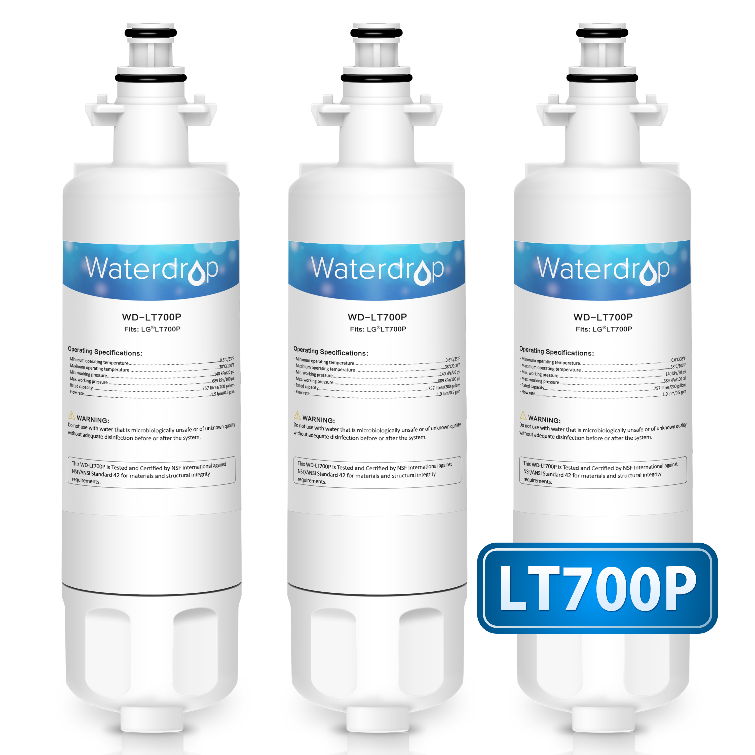 3 Pack Waterdrop LT700P Replacememt for LG LT700P, ADQ36006101