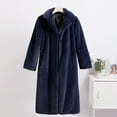 thumbnail image 4 of AOMPMSDX Women's Coats Womens Winter Warm Lapel Fuzzy Coat Jacket Overcoat Spliced Mid Length Coat Suit Collar XL Blue, 4 of 4