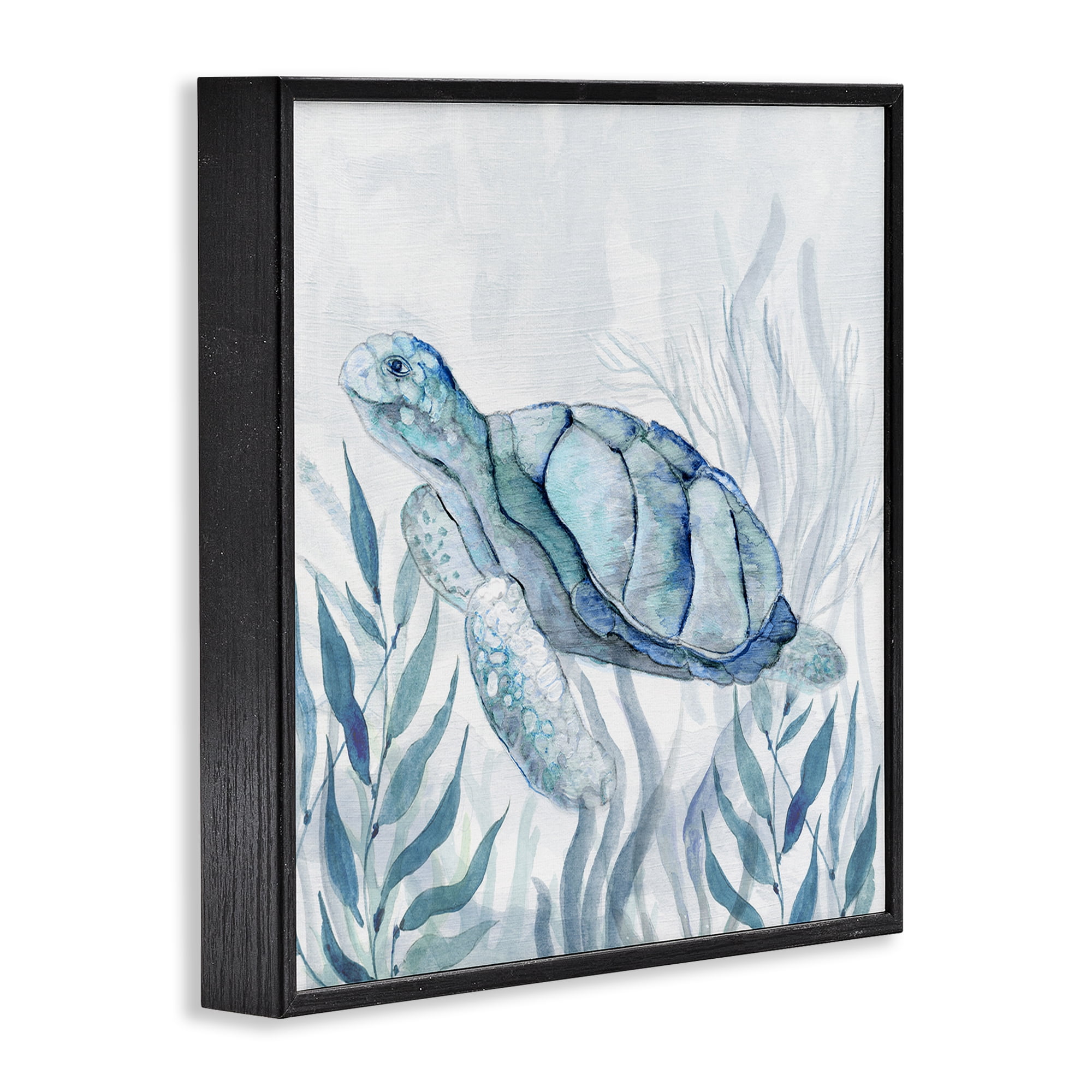 Stupell Industries Sea Turtle with Subtle Smile Black Framed Giclee Art, design by Janet Tava