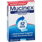 Mucinex 12 Hr Max Strength Chest Congestion Expectorant Tablets, 14ct (Pack of 2)