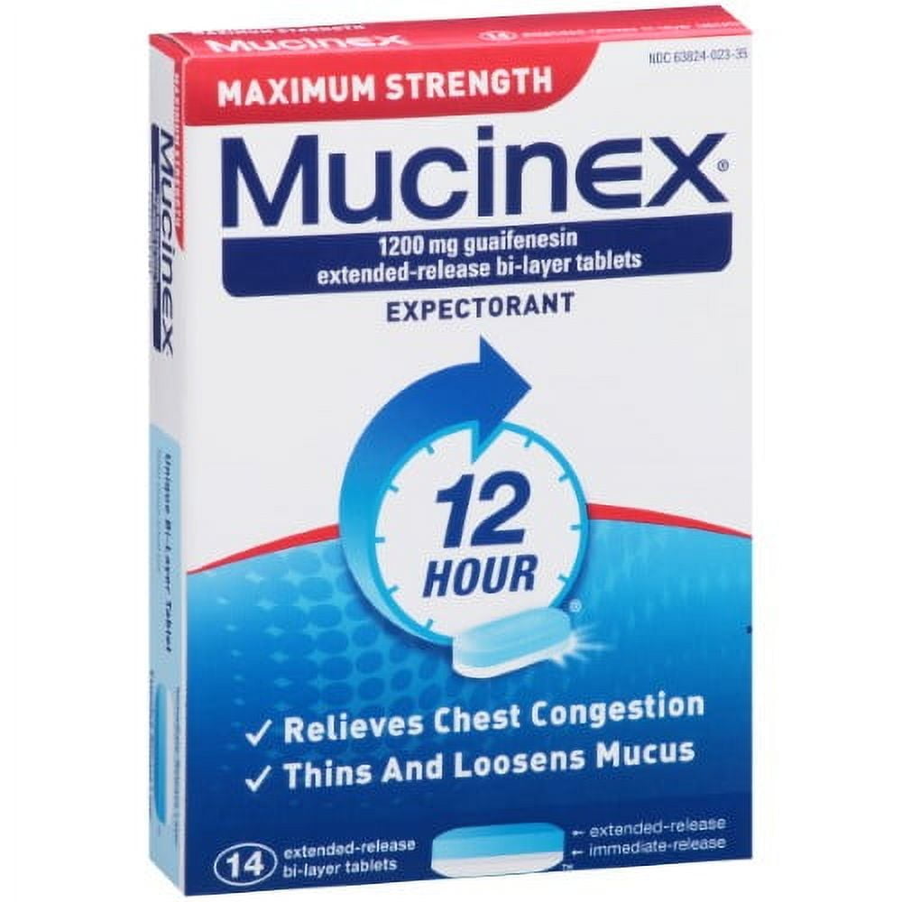 Mucinex 12 Hr Max Strength Chest Congestion Expectorant Tablets, 14ct (Pack of 2)