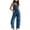Blue Straight Leg Denim Jumpsuits, variant on Women's Casual Loose Fit Straight Leg Denim Overalls with Pockets Bib Suspender Baggy Jeans Jumpsuits Rompers Blue L