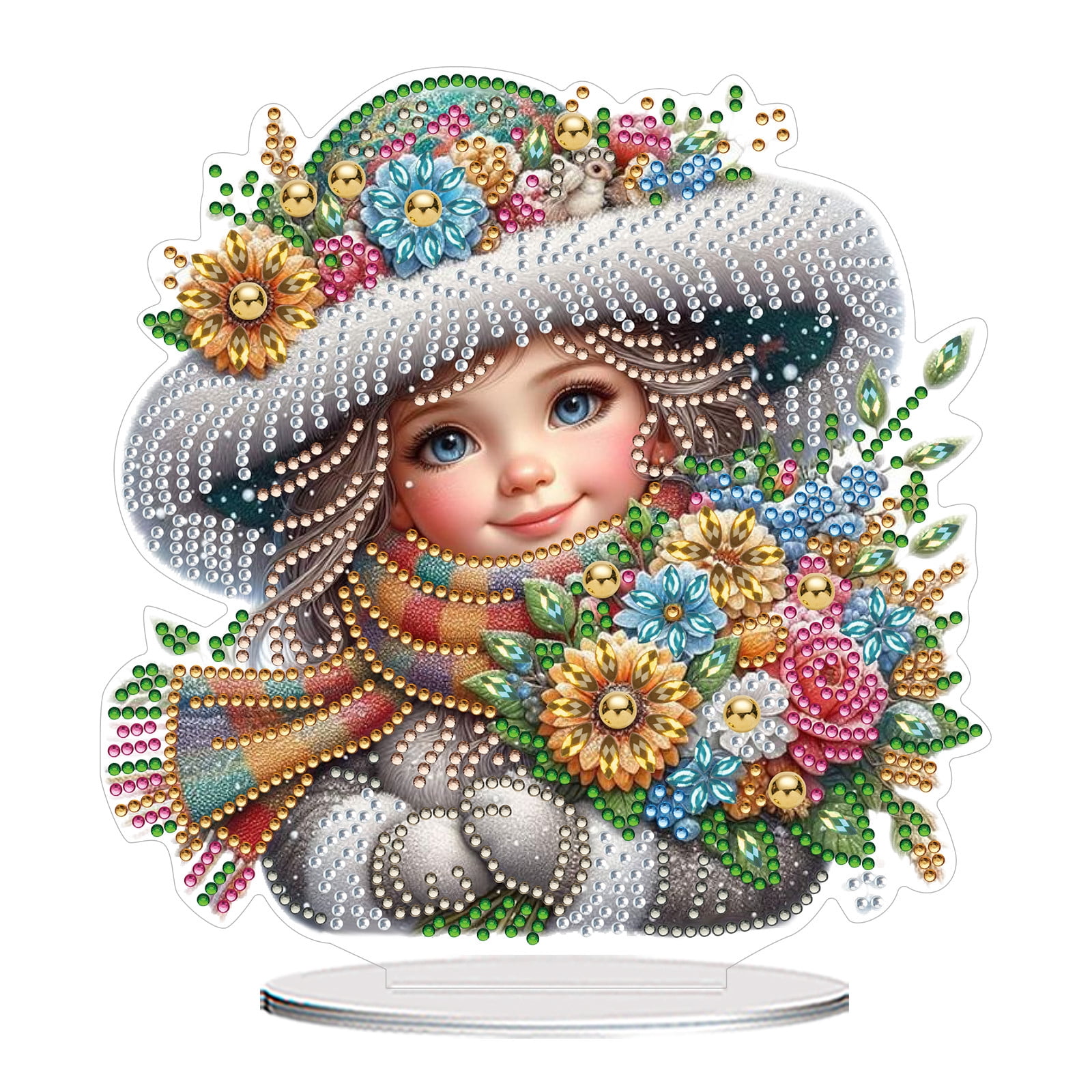 FLOPESN 2PCS DIY Diamond Painting Art, exquisite and shiny patterns, size 8.26x8.26 inches, made of PVC material suitable for home and desktop decoration