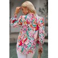thumbnail image 3 of Women's Red Paisley Print 3/4 Lantern Sleeve Shirt, 3 of 5