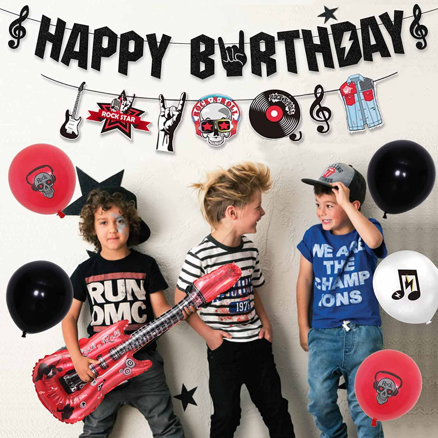 Crenics Rock and Roll Birthday Party Decorations, Creative Large Happy  Birthday Banner Backdrop for Born to Rock Star Music Theme Birthday Party