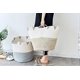 thumbnail image 4 of Cotton Laundry Hamper, Storage Hamper, Dirty Clothes Hamper , Foldable Soft Fabric Laundry Hamper With Handles 30 X 36cm (beige And White), 4 of 5