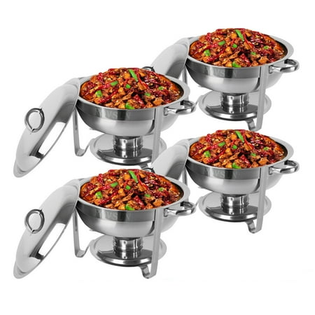 Ktaxon 5 Quart 4Pcs Chafing DishBuffet Catering , Stainless Steel Round Buffet Chafer