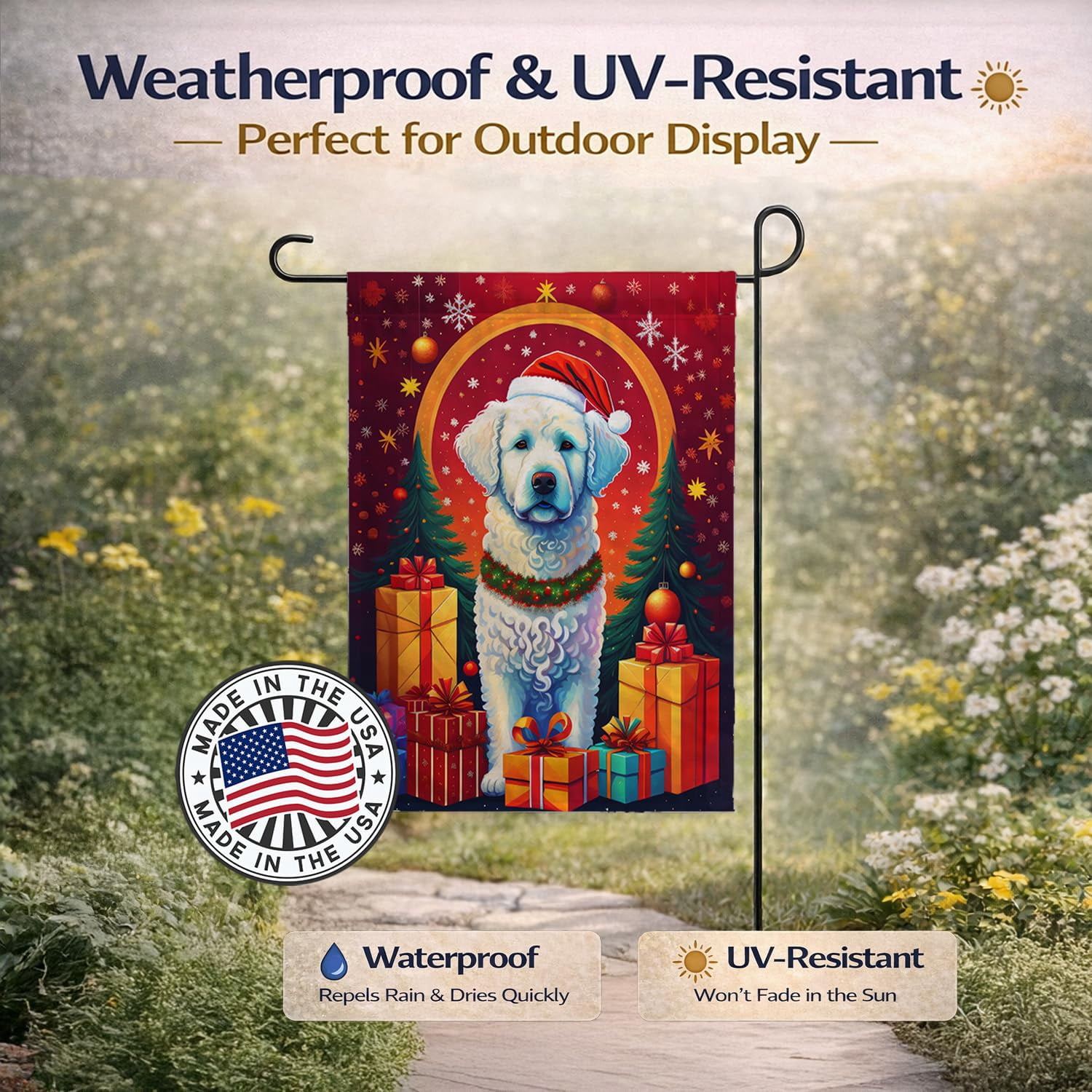 Kuvasz Holiday Christmas Garden Flag 11.25 in x 15.5 in