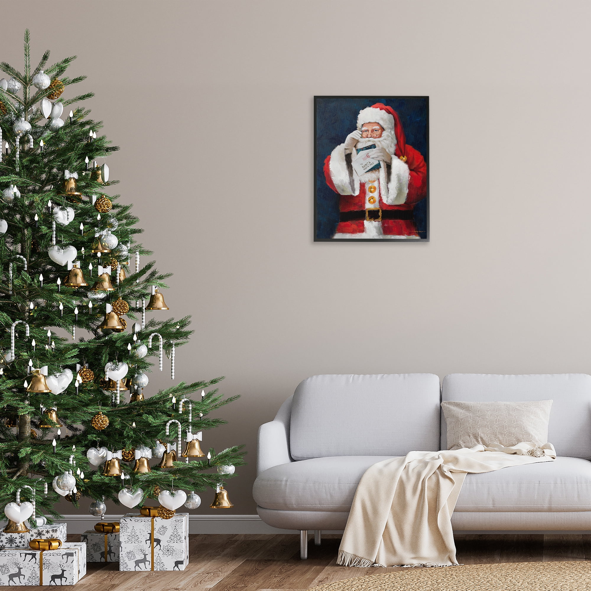 Stupell Industries Santa & Christmas Mail Holiday Painting Black Framed Art Prints Wall Art, 24 x 30
