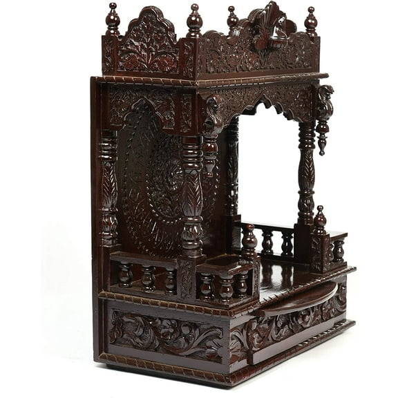 Devyom Mandir Indian Temple Brown wood Decoration, 28 lbs