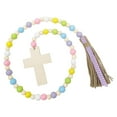 thumbnail image 2 of Guirnalda de cuentas de madera, decoraciones de Pascua, adornos de cruz de Jesús con borlas para 96cm, 2 of 9