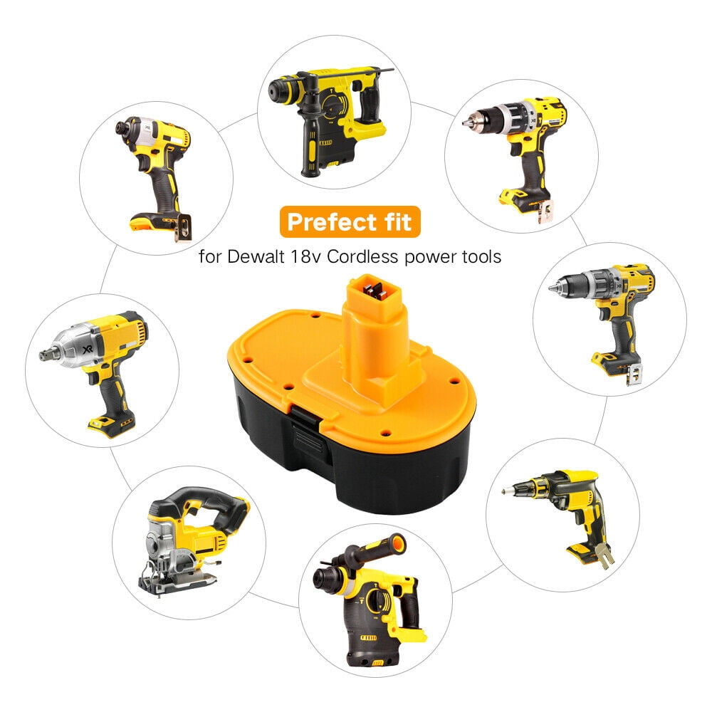 2Packs 18V 4500mAh High Capacity Replacement Battery Compatible with Dewalt 18V Battery DC9096 DC9098 DC9099 Cordless Drill