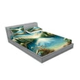 thumbnail image 2 of Ambesonne Landscape Fitted Sheet & Pillow Sham Set, River and Forest Symmetry, Full, Green Blue, 2 of 2