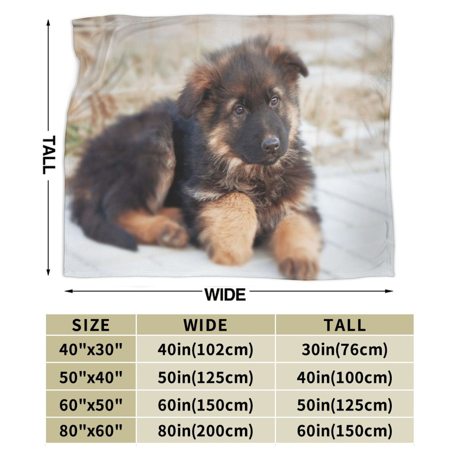 Wijzvio German Shepherd Dog Throw Blanket Soft Fuzzy Fleece Blanket For Couch Bed Living Room Decoration 60"X50"