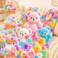 thumbnail image 3 of Cloud Soft 3D Plush Throw Blanket, 2027 New Cozy Teddy Bear Blanket, Teddy Pastel Floral Print Blanket, 3 of 6