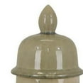 thumbnail image 2 of Benjara Pril 20 Inch Temple Jar with Clean Lines, Ceramic, Brown, Green Finish, 2 of 5