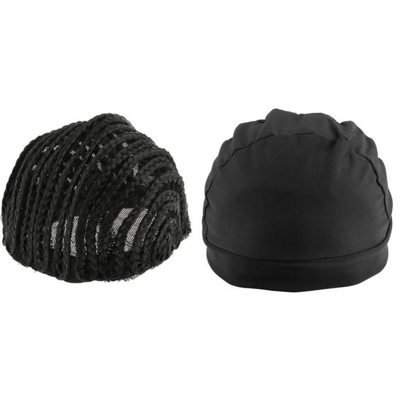 Gorra de peluca de 2 piezas con cúpula de malla negra, ligera, banda gruesa, ajuste ceñido, ajuste de perfecto, tela de malla, material transpirable, cóm jinwen Gorro de peluca trenzada