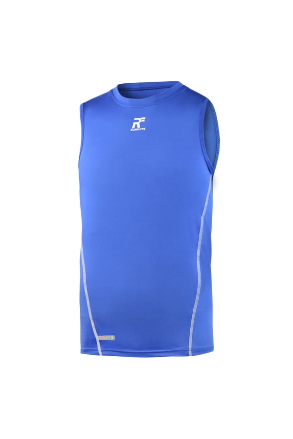 Men's Basics Light Compression Tank Top - Training - Moisture Wicking Royal Blue/White f1214-rbw