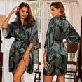 thumbnail image 1 of Camisón de seda de hielo para mujer, ropa de casa con estampado de peonías de verano, cárdigan, bata de mañana, bata de baño, 1 of 6