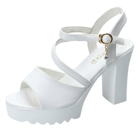 

lystmrge Strap High Heels for Women Sexy High Heel Wedge Boots for Women High Heels Shoes for Women Sexy Closed Toe Narrow Women s Fish Mouth Rhinestone Platform High Heels Sandals Buckle Strap Shoes