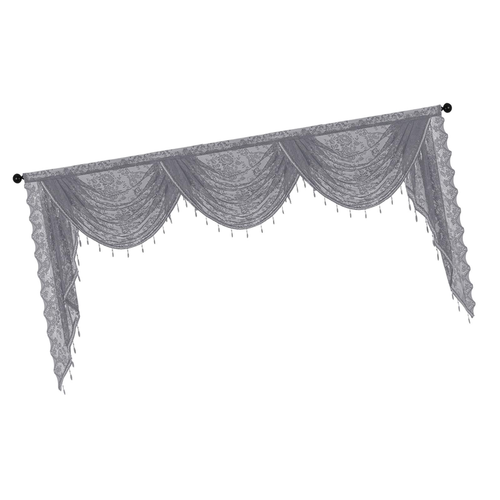 Fancyes Waterfall Window Valance Swag Valance Soft Breathable Home Decoration Romantic Vintage Design with Bead Tassels for Bathroom 250cmx105cm