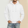 thumbnail image 2 of Hoodies for Men Oversized Fleece Lined Sweatshirt Drawstring Casual Hoodie Fall Hooded Pullover with Arm Pocket White XL, 2 of 6
