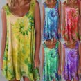 thumbnail image 5 of Women Sleeveless O-Neck Loose Swing for Tank Dress Gradient Tie-Dye Print Casual Bohemian Pleated Basic Beach Sundress S, 5 of 14