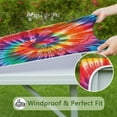thumbnail image 6 of Colorful Rainbow Tie Dye Spiral Pattern Square Fitted Tablecloth with Elastic Edge,Square Table Cover,Washable Elastic Table Cover for Home Kitchen Party Decor 34"x34", 6 of 6