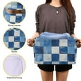 thumbnail image 3 of Yayeee Canvas Storage Basket with Handles for Shelves Fabric Bins Closet Organizer, Blue and Gray Plaid Pattern, 3 of 8