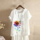 thumbnail image 2 of Mujeres Casual Algodón y Lino Top Impreso Manga Corta Botón Túnica Camiseta Blusa Tops Fridja  nalpqowj29331, 2 of 5