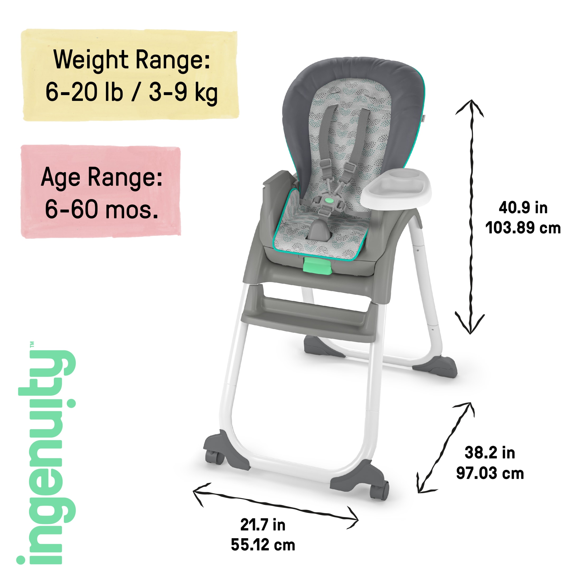 Ingenuity Full Course 6-in-1 High Chair, Astro Gray photo 4