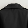 thumbnail image 4 of CUZIBR Women Short Trench Coat Double Casual Long Sleeve Lapel Notched Collar Jacket Cool Motorcycle Cropped Coat Street Wear,Black,L, 4 of 5