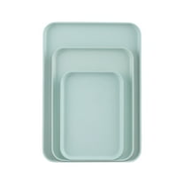 HBBKVI Set of 3 Plastic Plates, 3 Sizes Rectangular Dinner Plates, Green