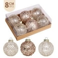 thumbnail image 5 of Hvmvliv Christmas Ornaments 6Pc 3.12inch Clear Christmas Tree Balls Decorations Transparent Painted Shatterproof Xmas Balls Hanging Boxed for Christmas Tree Pendant Gold, 5 of 7