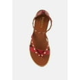 thumbnail image 6 of EMMETH Studs Embellished Red Flat Gladiator Sandals, 6 of 7