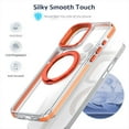 thumbnail image 6 of Rotatable Stand Case for iPhone 15 Plus, [Metal Ring Invisible Stand] [Clear Non-Yellowing] Slim Clear Case with Holder Miitary Grade Protection Phone Cover for iPhone 15 Plus, Orange, 6 of 8