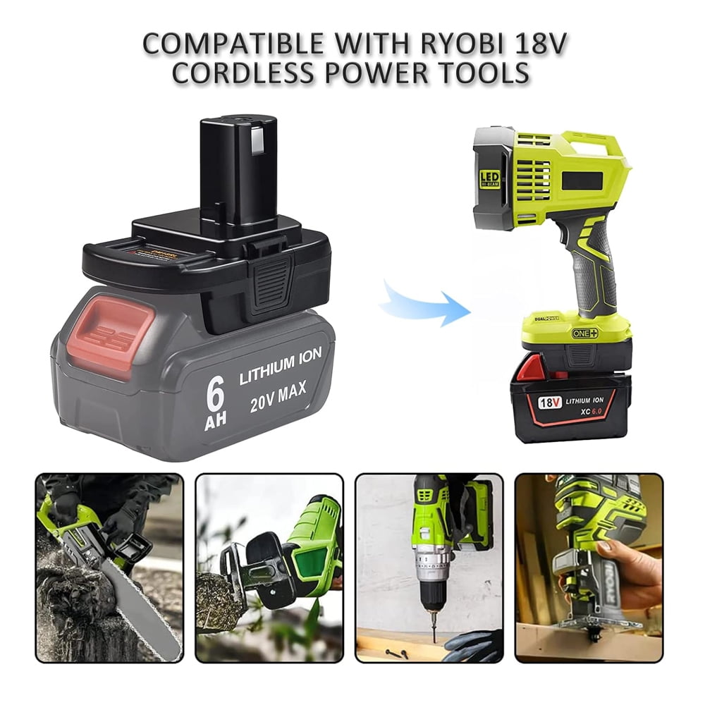2pcs DM18RL 18V Lithium-Ion Battery Adapter Converter with USB & Type-C Ports - Compatible with R-yobi, De-Walt 20V & Mil-Waukee 18V Tools (Batteries Not Included), Fast Charger Adapter