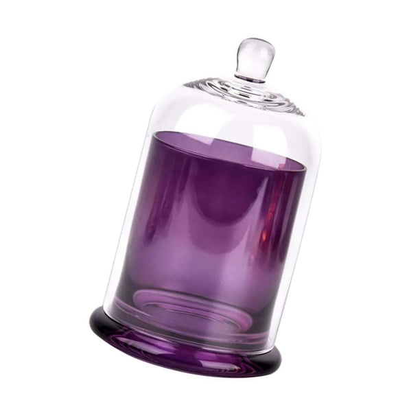 Candelero de Cúpula de Cristal Cloche, Cúpula de Cristal con Base, Cubierta de Campana de Cristal, Tarro de Vela, Taza para Dulces, Plantas, Exhibició Violeta