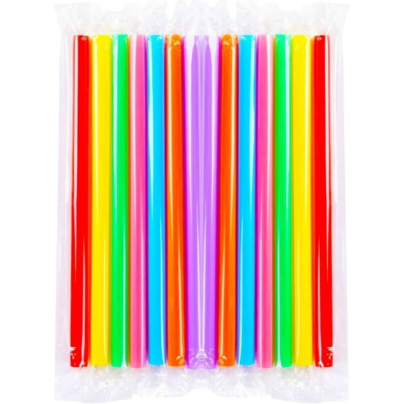 100 Pcs Jumbo Smoothie Straws Boba Straws, Individually Wrapped Multi Colors Disposable Plastic Large Wide-mouthed Milkshake Bubble Tea Drinking Straw(0.43" Diameter and 9.5" long)