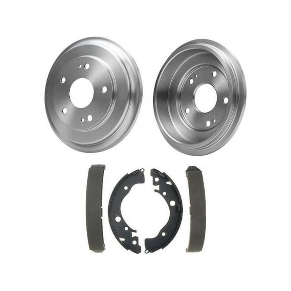 Rear Brake Pad Set and Brake Drum Kit - Compatible with 2006 - 2015 Honda Civic 2007 2008 2009 2010 2011 2012 2013 2014