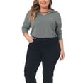 thumbnail image 1 of Blusas de mujer de tallas grandes Agnes Orinda, camisetas de cuello en V cruzado, casuales, de manga larga, talla 1X, gris, 1 of 6