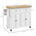 thumbnail image 4 of HOMCOM Rolling Kitchen Island Cart with Rubber Wood Top, Spices, and Towel Rack, 4 of 9
