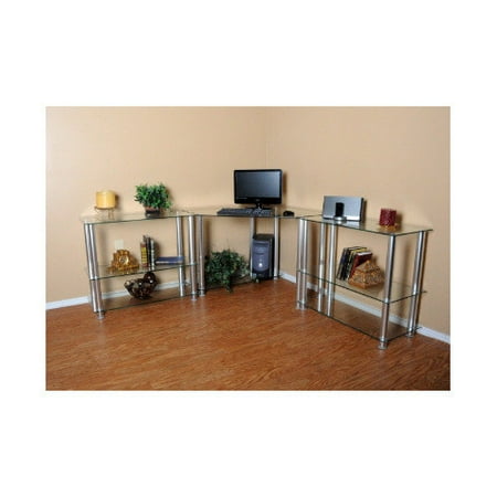 RTA Home And Office Corner Computer Desk with 2 42'' Modular Extensions